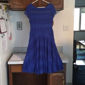 Navy blue dress fit and flare, lined, has lace
